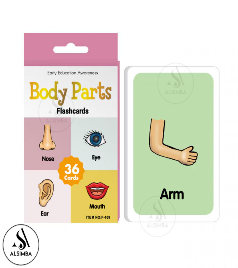 Alsimba 36 Pcs Body Parts Flash Cards for Kids – Early Learning Educational Cards for Toddlers, Preschool, Nursery