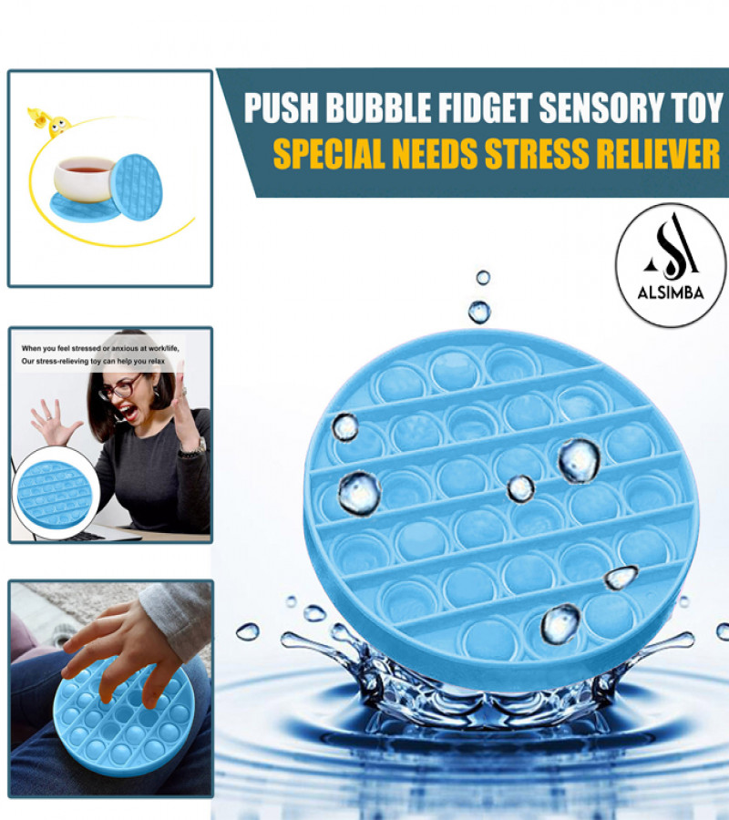 Alsimba BUY 1 GET 1 FREE Push Mini Circle Popit Fidget Toy for Kids – 4” Silicone Bubble Sensory Toy – Multicolor