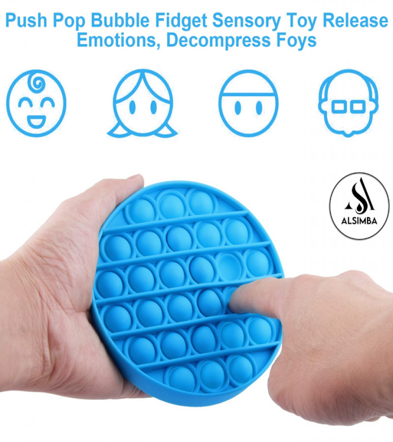 Alsimba BUY 1 GET 1 FREE Push Mini Circle Popit Fidget Toy for Kids – 4” Silicone Bubble Sensory Toy – Multicolor