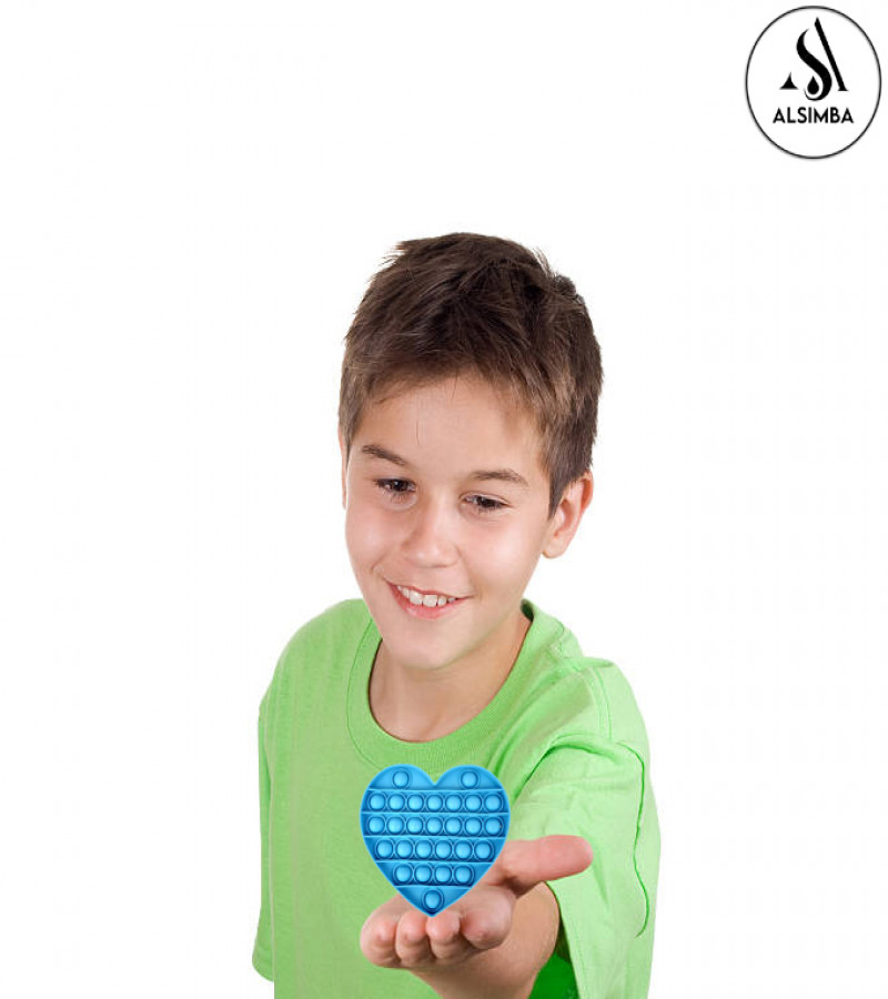 Alsimba BUY 1 GET 1 FREE Push Mini Heart Popit Bubble Fidget Toy - 4 Inch Silicone Sensory Toy for Kids - Multicolor