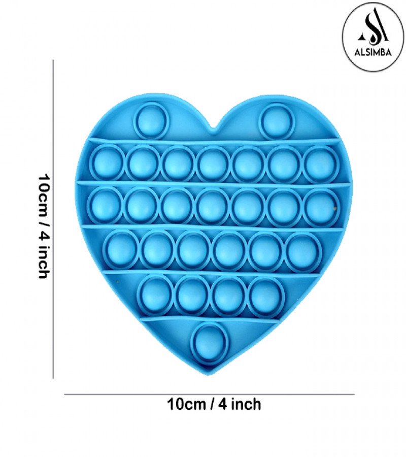 Alsimba BUY 1 GET 1 FREE Push Mini Heart Popit Bubble Fidget Toy - 4 Inch Silicone Sensory Toy for Kids - Multicolor