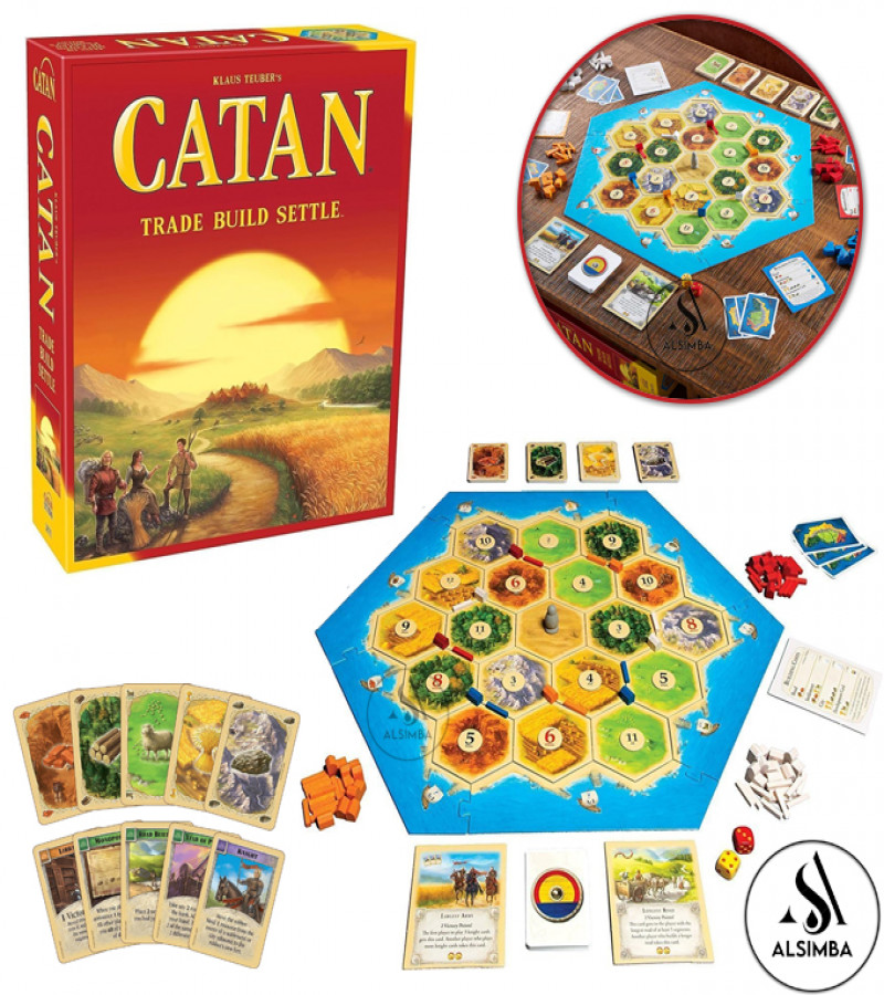 Alsimba Catan Trade Build Settle Strategy Board Game for Family and Adults Ages 10+ | 3-4 Players | 60 Min Average Playtime
