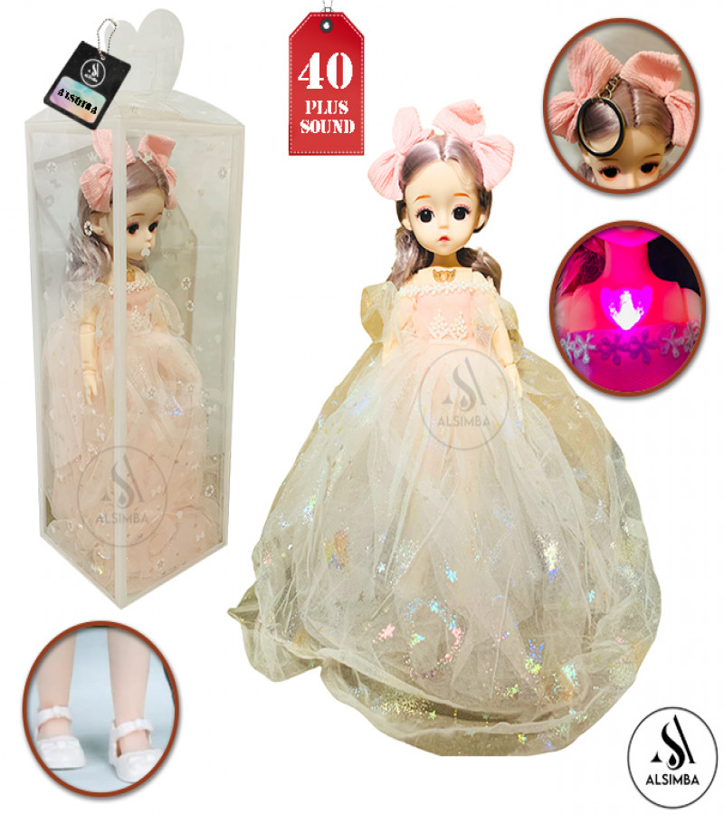 Alsimba Princess Fairy Barbie Doll - 40+ Sounds, Korean Anime Face, Bendable Joints, Wedding Gift Toy, 15" Boxed