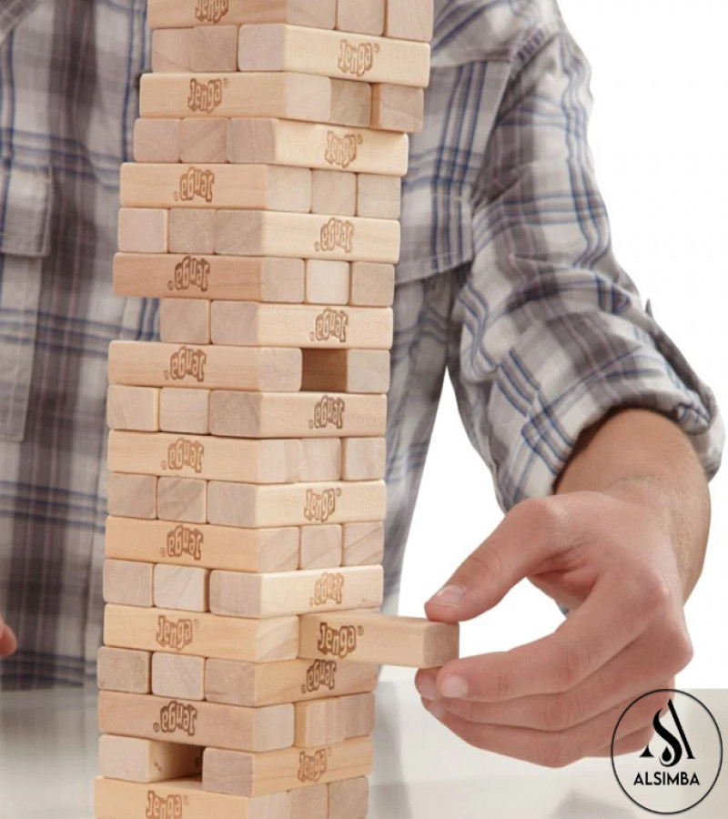 Alsimba Classic Jenga Wooden Tower Game – 45 Pcs Blocks – Fun Stacking Game for Kids & Adults – 11 Inch Board Game