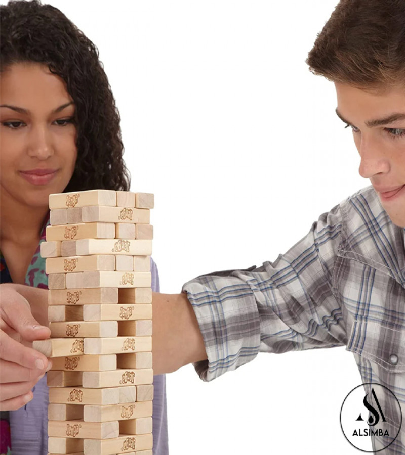 Alsimba Classic Jenga Wooden Tower Game – 45 Pcs Blocks – Fun Stacking Game for Kids & Adults – 11 Inch Board Game