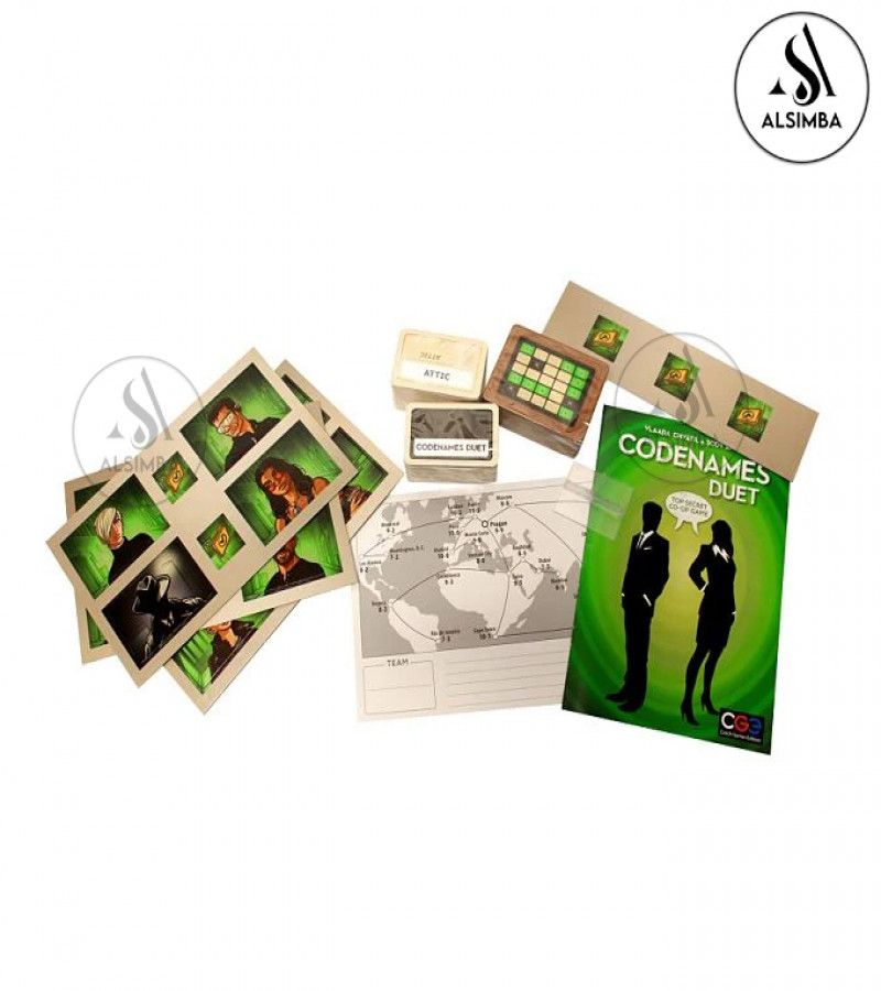 Alsimba Codenames Board Game Duet Edition – Green – 2-Player Strategic Cooperative Word Game – Couples – Friends and Game Lovers Spy