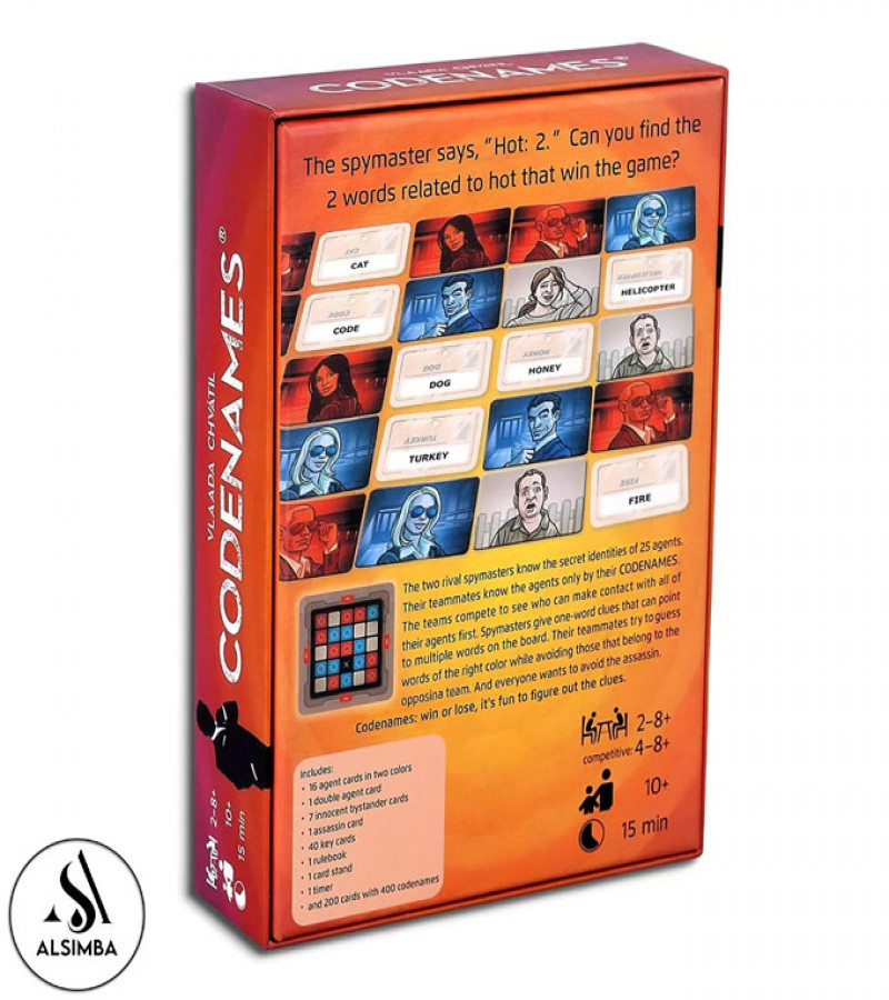 Alsimba Codenames Board Game – Top Secret Family Word Game for 2–8 Players – Fun Strategy Party Game for All Ages