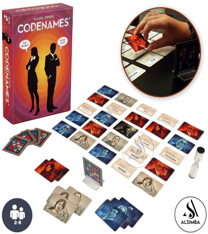 Alsimba Codenames Board Game – Top Secret Family Word Game for 2–8 Players – Fun Strategy Party Game for All Ages