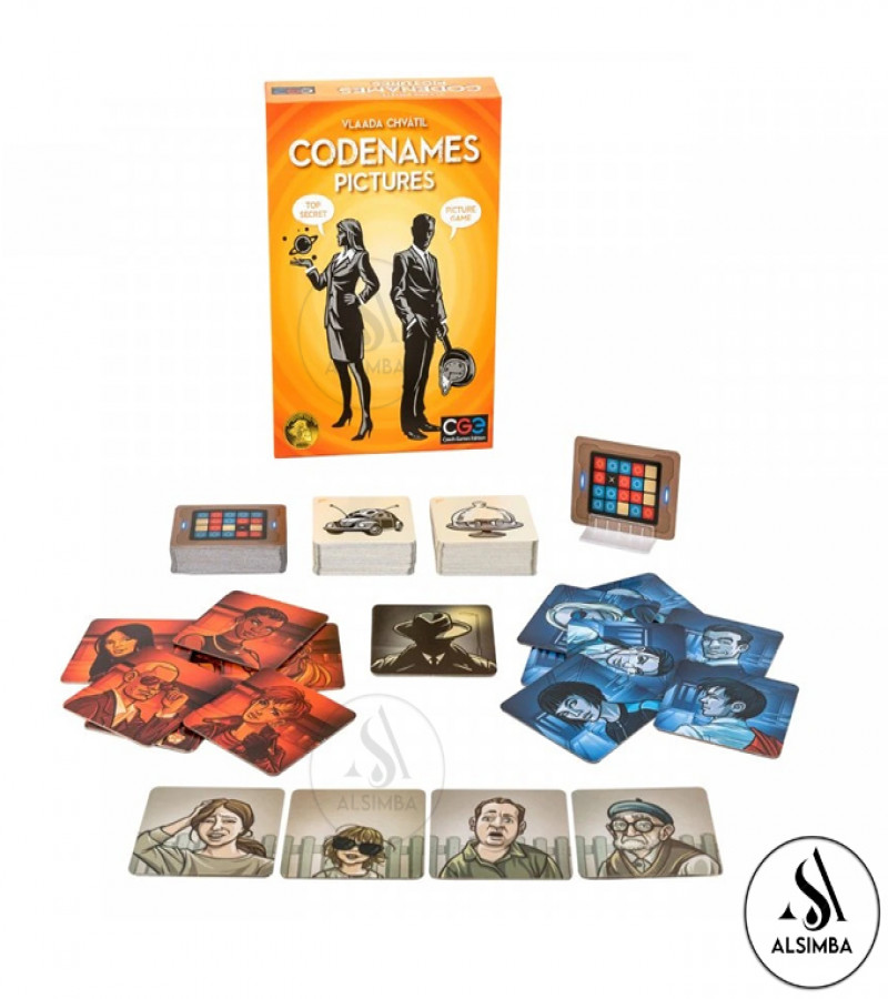 Alsimba Codenames Pictures Board Game – Orange Edition – Family Fun Spy-Themed Picture Clue Board Game for Teenagers and Adults
