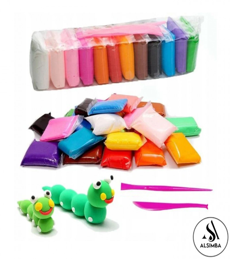 Alsimba Colors Air Dry Clay Pack of 12 for Kids - Non-Toxic Soft & Ultra Light Modeling Clay With 2 Sculpting Tools