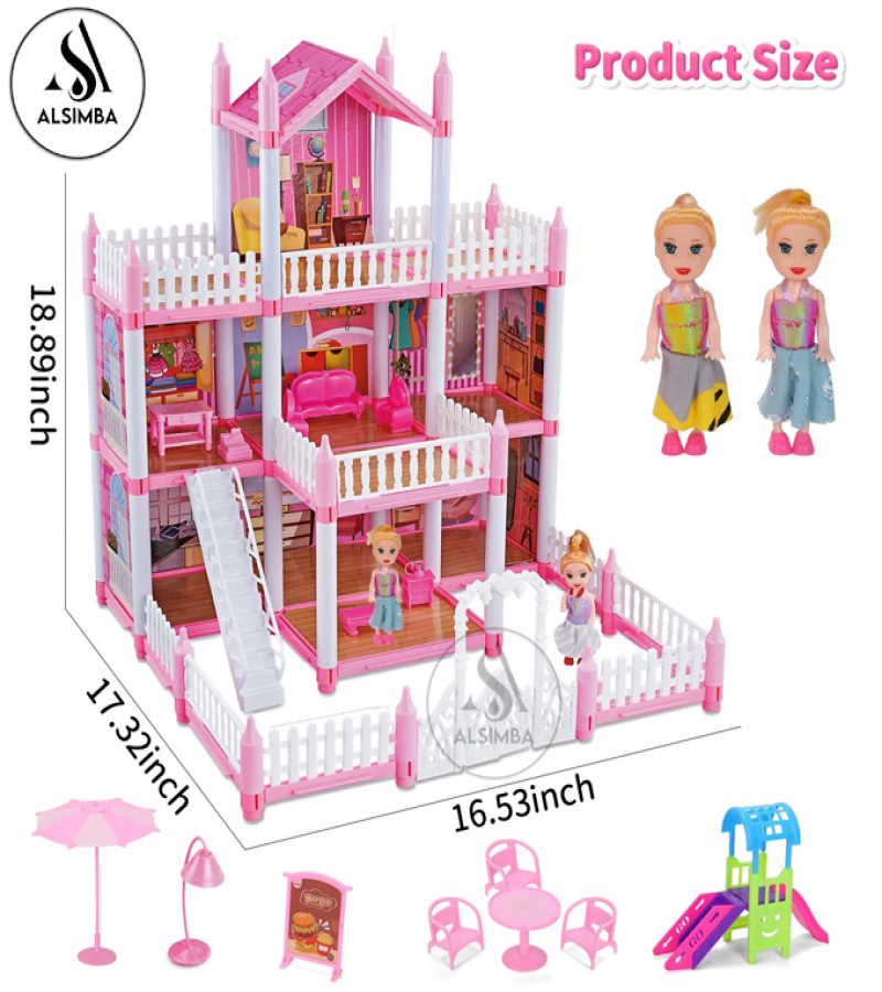 Alsimba Cottage Girl 3-Storey DIY Doll House Villa 201 Pcs | Dream Castle Toy for Kids | 8 Rooms Big Gift Playset
