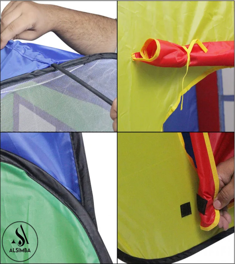 Alsimba Kids Collapsible Play Tent – Indoor/Outdoor Adventure Tent – Red/Blue – Expandable w/ Stabilizing Rods – 110cm
