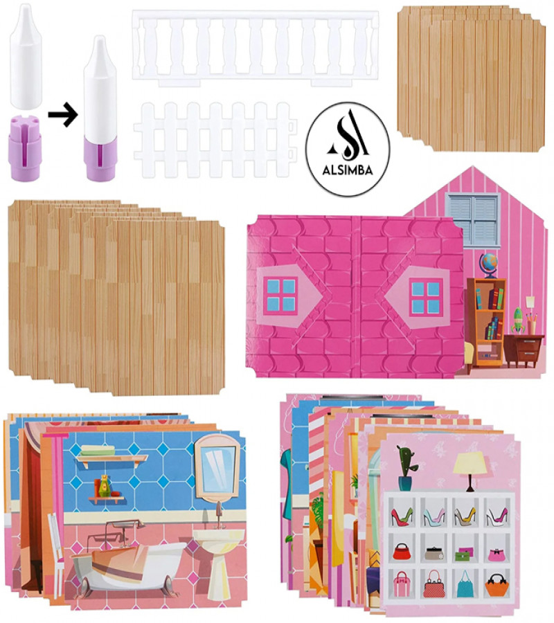 AAlsimba 3-Storey Dream Castle DIY Dollhouse Toy Set – 162-Piece Big Villa House for Girls with Family & Accessories