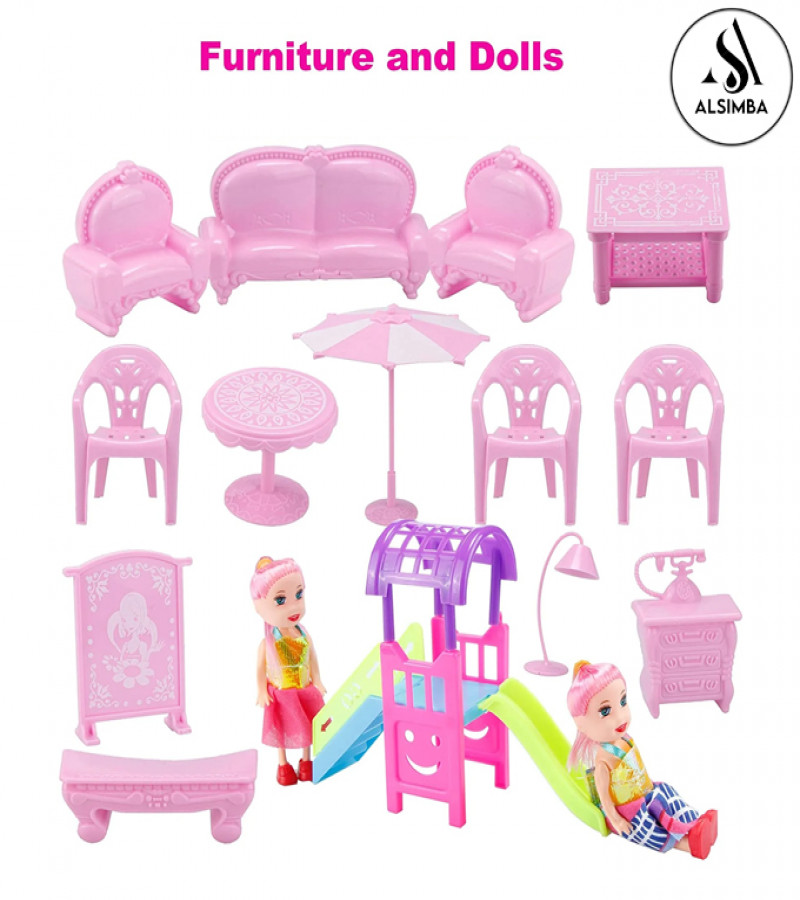 AAlsimba 3-Storey Dream Castle DIY Dollhouse Toy Set – 162-Piece Big Villa House for Girls with Family & Accessories