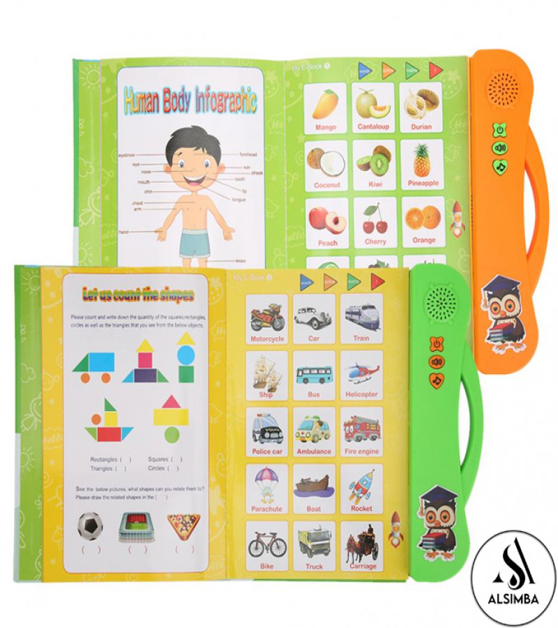 Alsimba Kids Learning E-Book with Touch Sound | ABC 123 Colors Shapes Animals Fruits | Preschool Educational Toy
