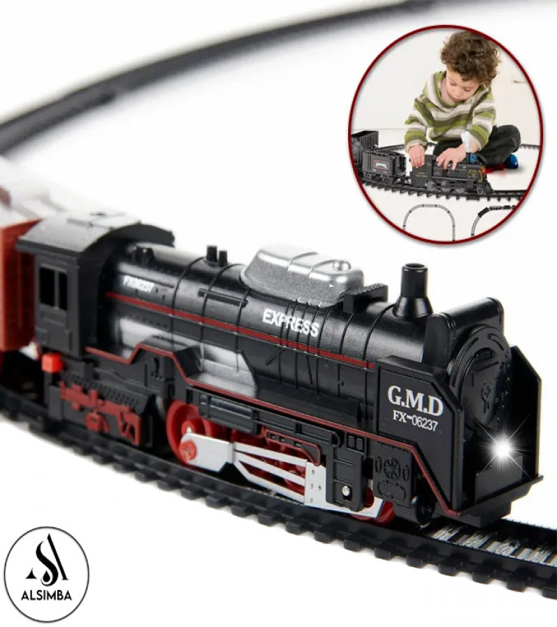 Alsimba Express Battery Operated Train Toy Set for Kids - 13 Pcs Toy with Tracks - Electric Train Set - 210cm Track