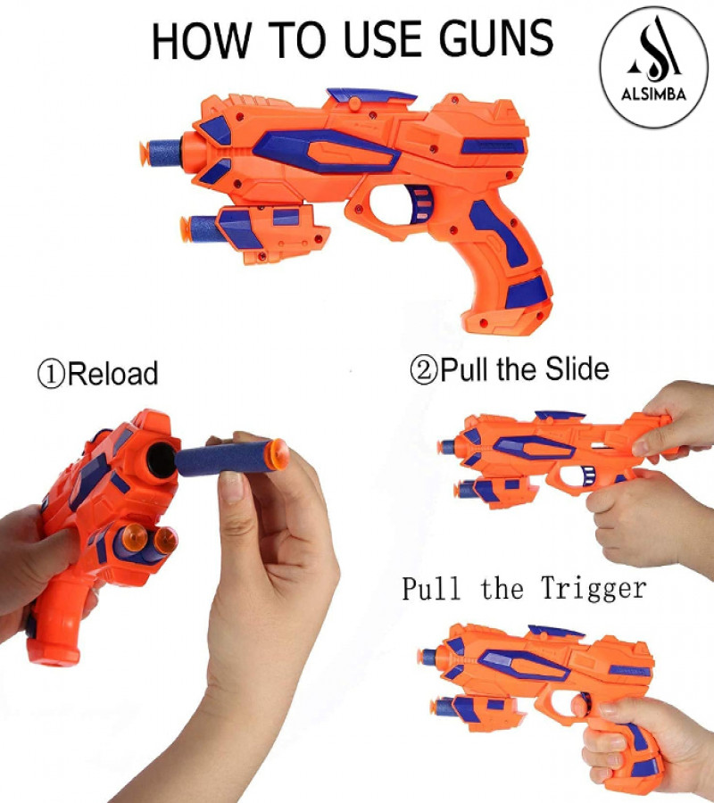 Alsimba Frost Nova Soft Nerf Dart Manual Toy Gun for Kids – 3 Darts & Stick-On – 8" Blue – Safe Plastic – High Quality