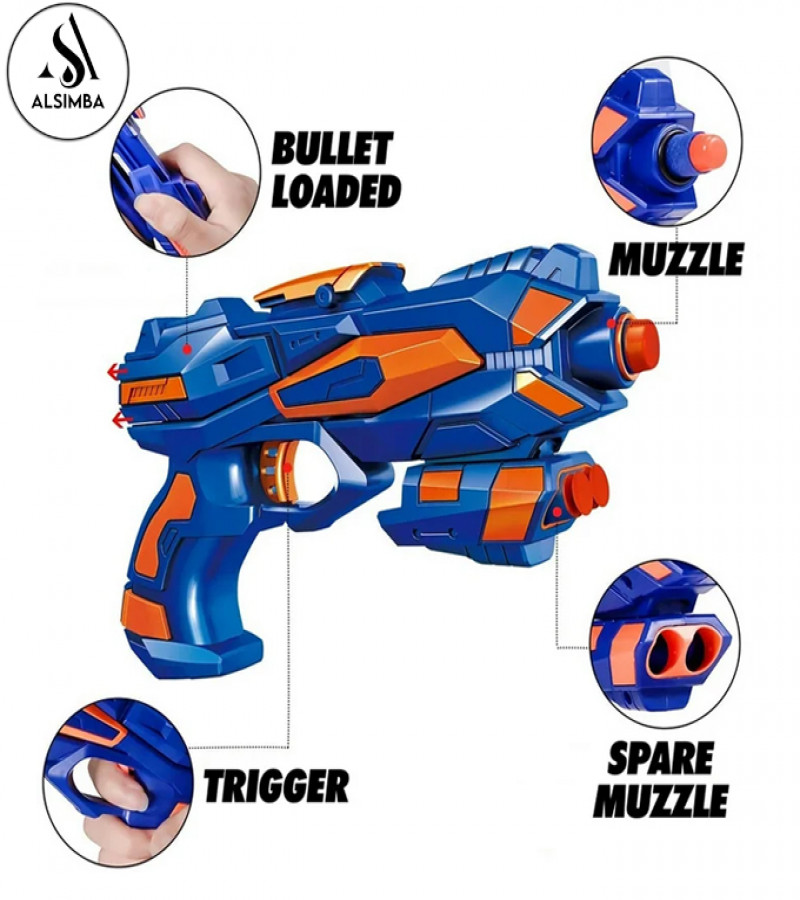 Alsimba Frost Nova Soft Nerf Dart Manual Toy Gun for Kids – 3 Darts & Stick-On – 8" Blue – Safe Plastic – High Quality