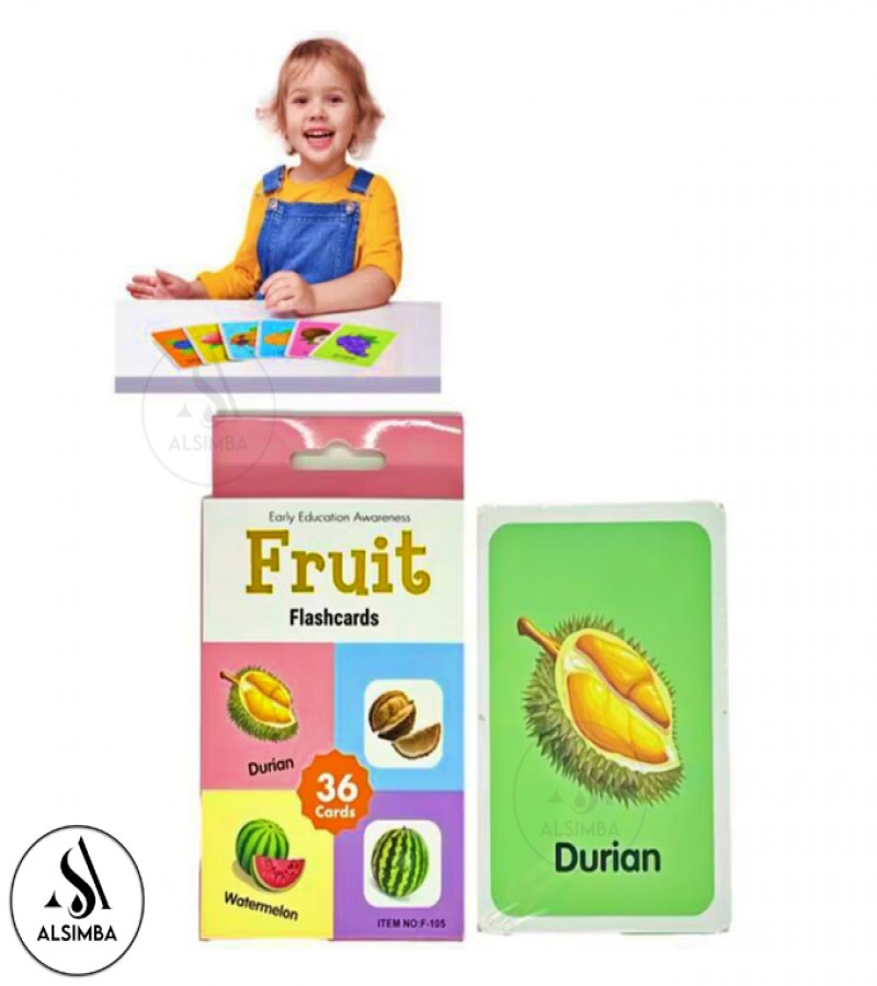 Alsimba Fruits Flash Cards Set for Kids – 36 Educational Flash Cards for Toddlers, Preschool & Early Learning