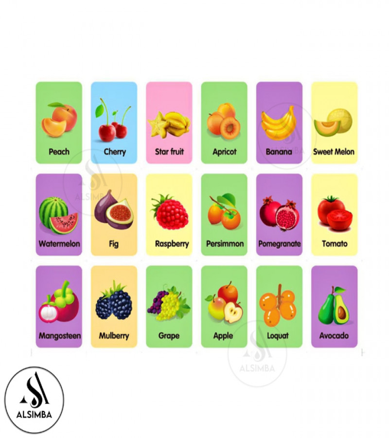 Alsimba Fruits Flash Cards Set for Kids – 36 Educational Flash Cards for Toddlers, Preschool & Early Learning