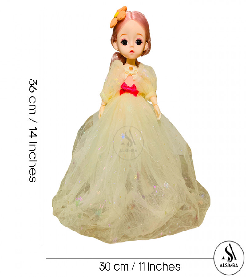 Golden Princess Fairy Barbie Doll with 40+ Sounds, 20+ Joints, Plush Elsa Style – 15" Anime Face Girl Gift Toy