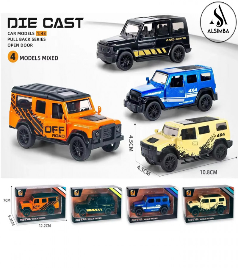 Alsimba Gwagon G-900-B Die-Cast Toy Car – 1:43 Scale – Metal Build – Openable Doors – 3-Inch Mini Model – Black