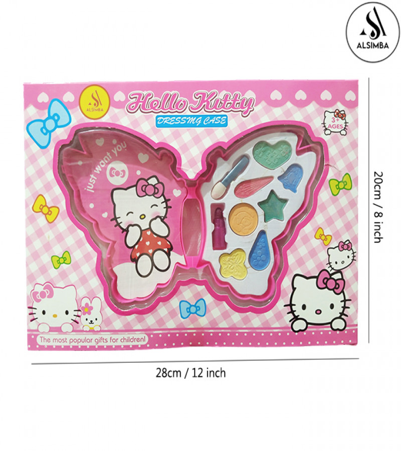 Alsimba Hello Kitty Butterfly Makeup Kit Toy for Girls – Mini Foldable Dressing Case – Multicolor – 9 Inch