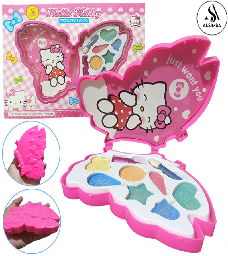 Alsimba Hello Kitty Butterfly Makeup Kit Toy for Girls – Mini Foldable Dressing Case – Multicolor – 9 Inch