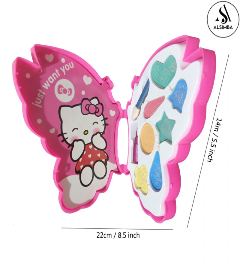 Alsimba Hello Kitty Butterfly Makeup Kit Toy for Girls – Mini Foldable Dressing Case – Multicolor – 9 Inch