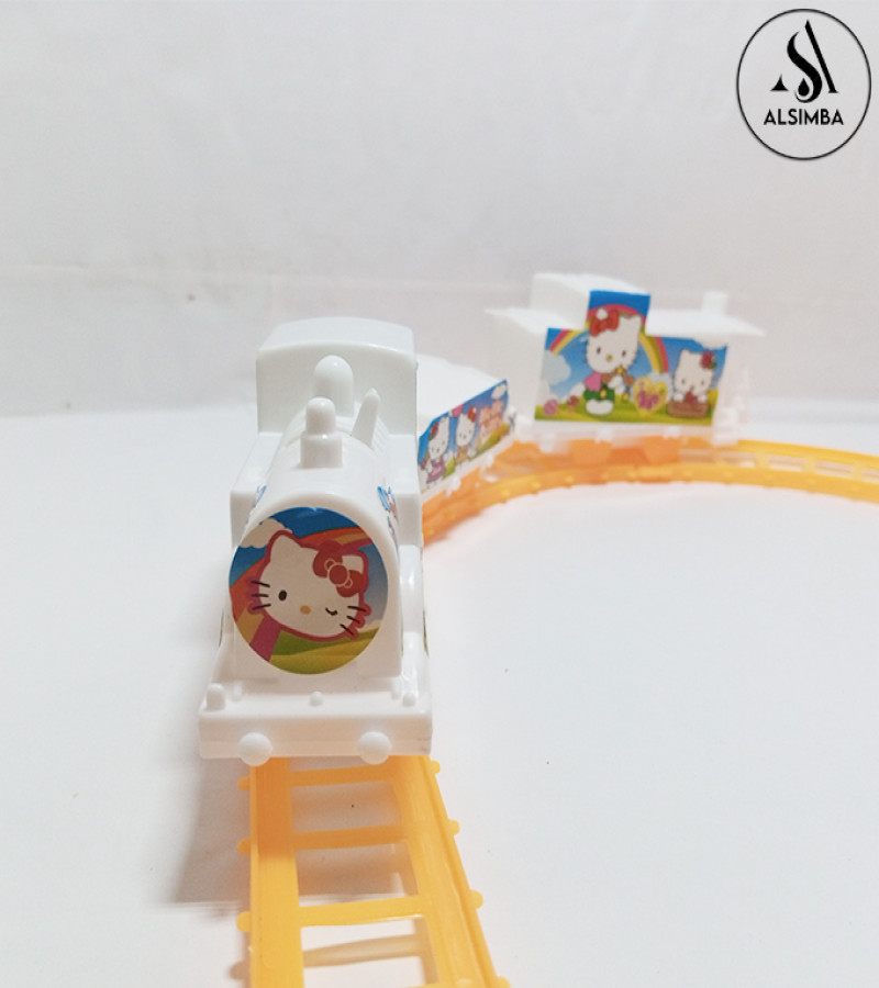 Alsimba Hello Kitty Electric Train Set Toy for Kids, Battery Operated Gauge Track – Pink – Girls & Boys Gift