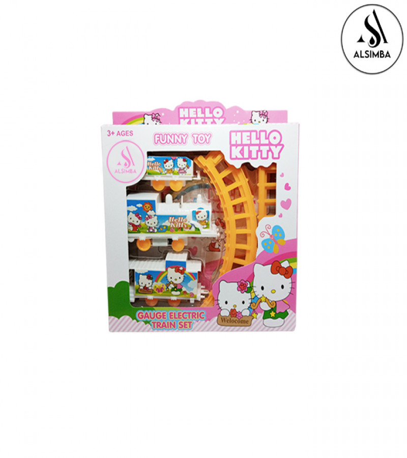 Alsimba Hello Kitty Electric Train Set Toy for Kids, Battery Operated Gauge Track – Pink – Girls & Boys Gift
