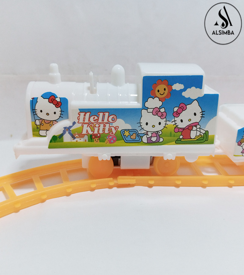 Alsimba Hello Kitty Electric Train Set Toy for Kids, Battery Operated Gauge Track – Pink – Girls & Boys Gift