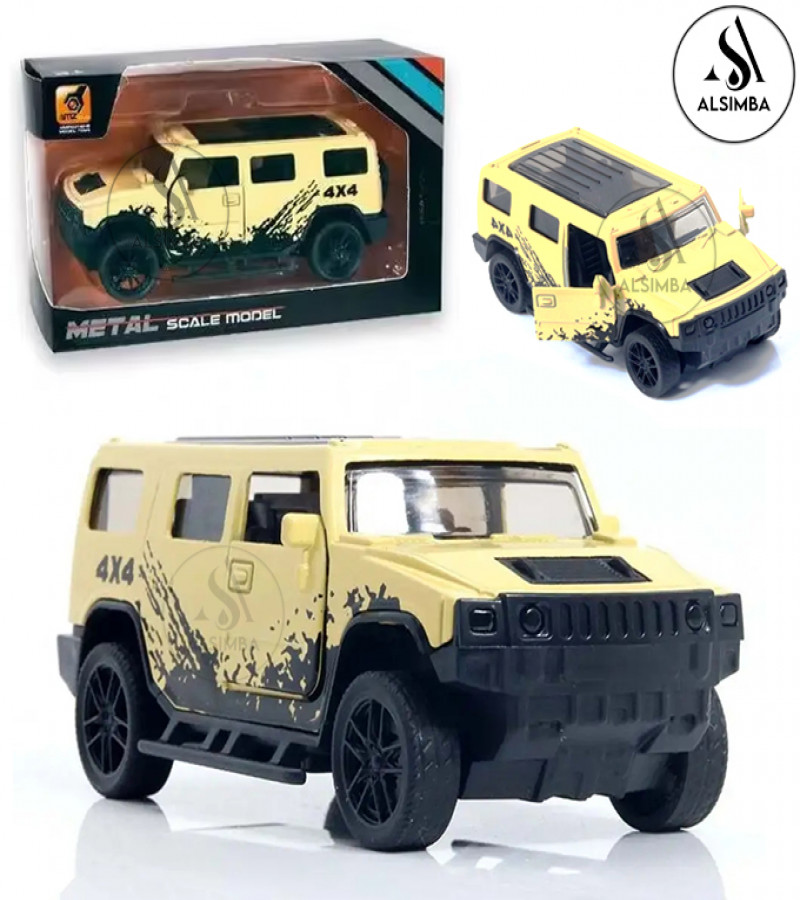 Alsimba Hummer 4×4 Die-Cast Toy Car – 1:43 Scale Model – Openable Doors – 3-Inch Mini SUV – Metal Build – Yellow
