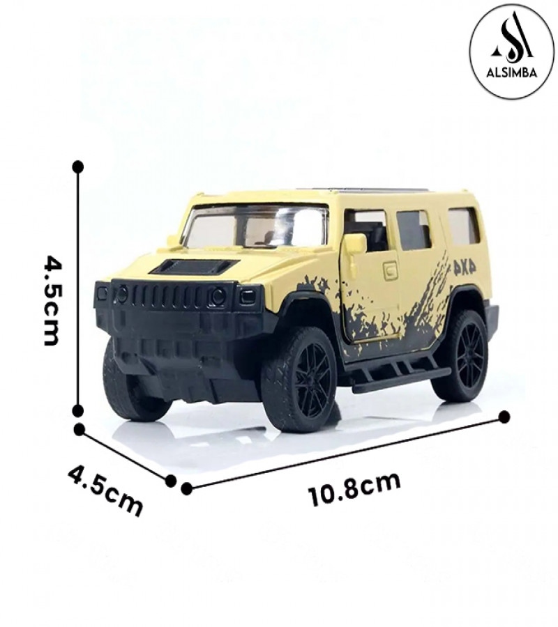 Alsimba Hummer 4×4 Die-Cast Toy Car – 1:43 Scale Model – Openable Doors – 3-Inch Mini SUV – Metal Build – Yellow
