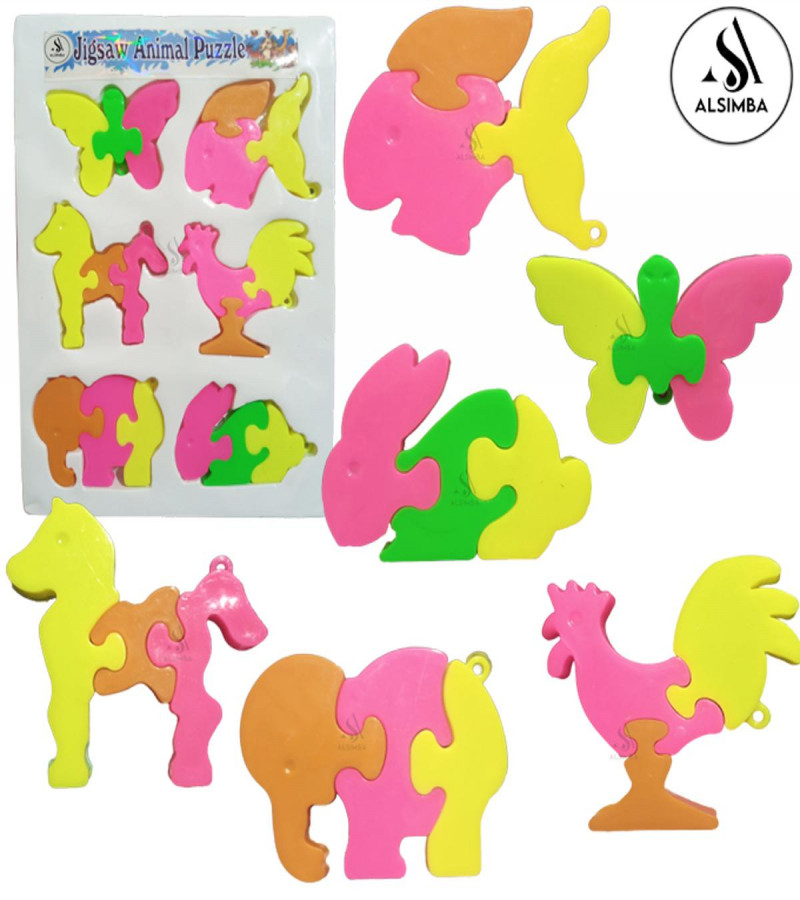 Alsimba Jigsaw Animal Puzzle Toy for Kids - 6 Cute Animal Pieces - 3 Inch Size Each - Multicolor Educational Game