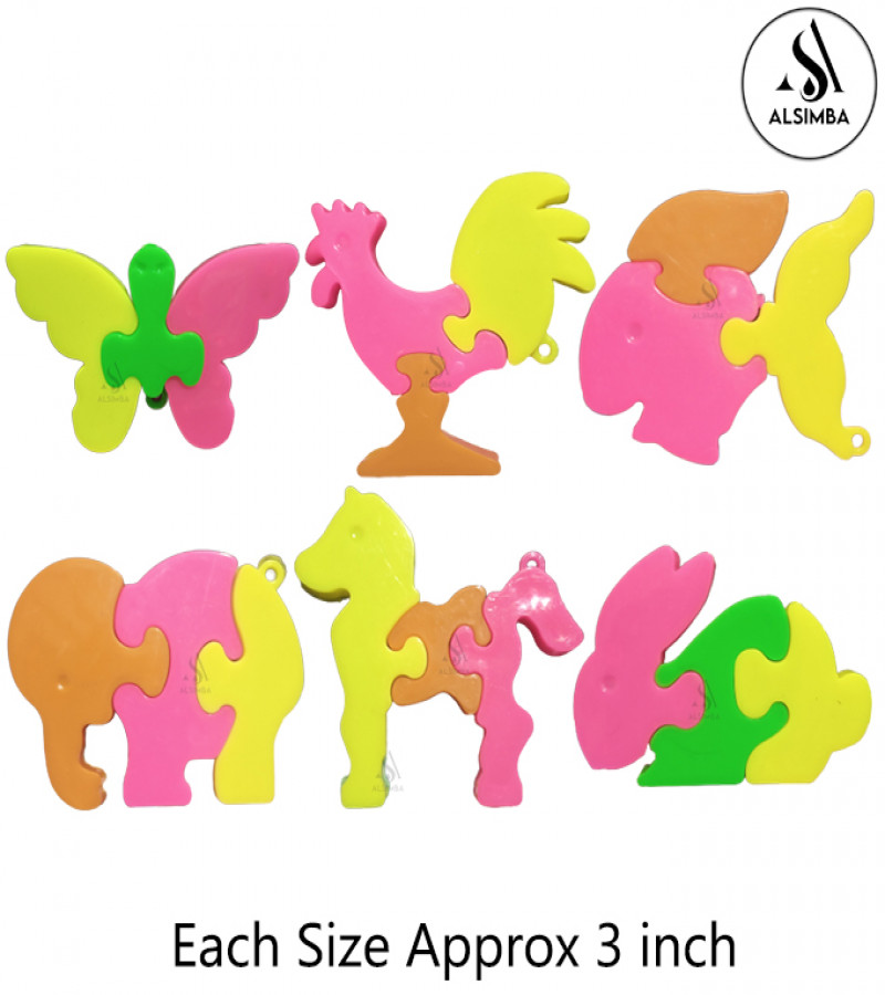 Alsimba Jigsaw Animal Puzzle Toy for Kids - 6 Cute Animal Pieces - 3 Inch Size Each - Multicolor Educational Game
