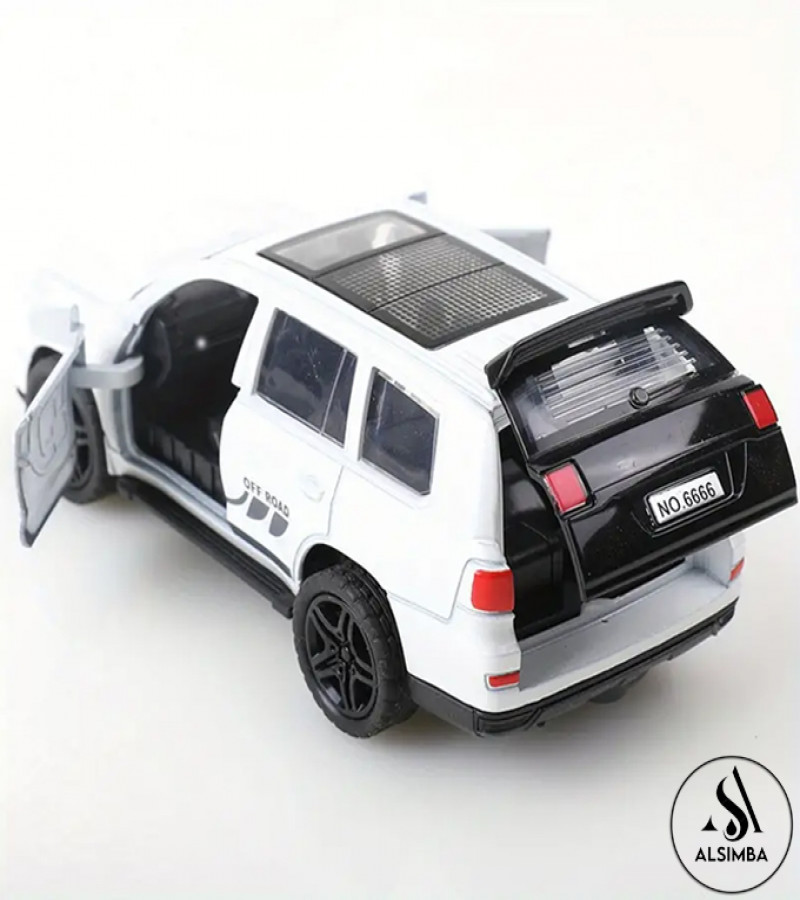 Alsimba Lexus Land Cruiser Prado Alloy Die-Cast Toy Car - 5" White Model with Opening Hood & Doors - Kids Sports Car