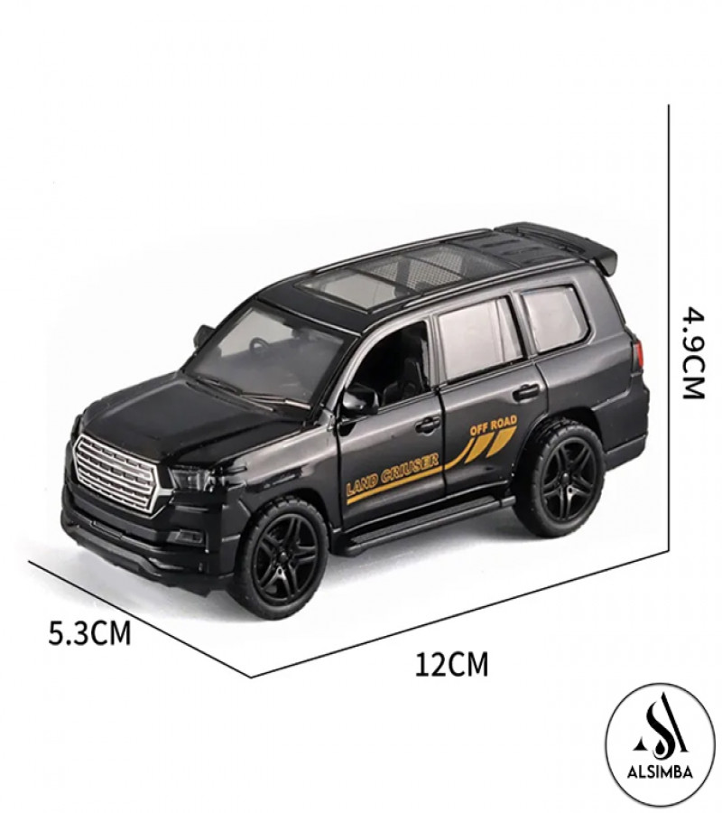 Alsimba Lexus Land Cruiser Prado Alloy Toy Car – 5" Die-Cast Metal Model – Opening Hood & Doors – Black Kids Vehicle