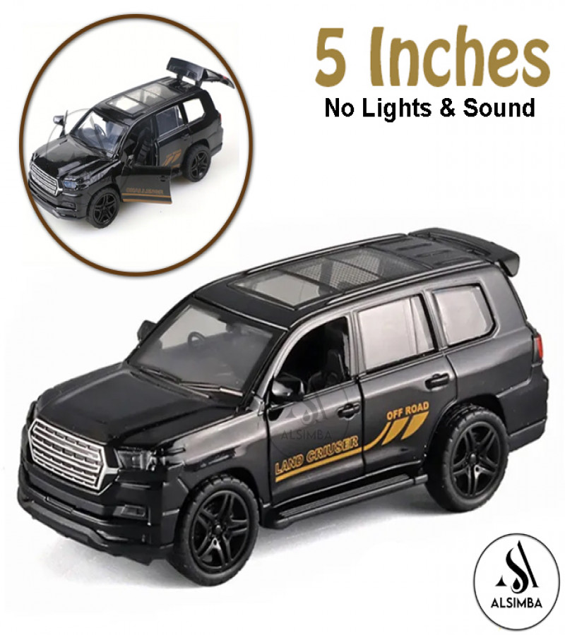 Alsimba Lexus Land Cruiser Prado Alloy Toy Car – 5" Die-Cast Metal Model – Opening Hood & Doors – Black Kids Vehicle