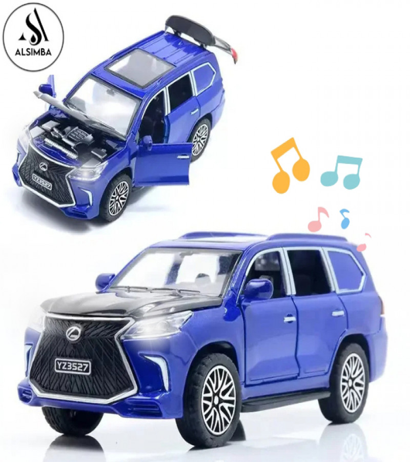 Alsimba Lexus Land Cruiser Prado Die-Cast Toy Car for Kids – 5" Alloy Model with Lights, Music, Openable Doors – Blue