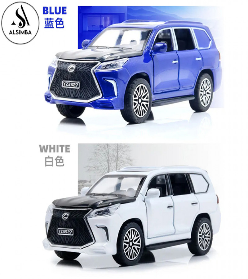 Alsimba Lexus Land Cruiser Prado Kids Die-Cast Toy Car – 5" Alloy Model – Lights, Music, Openable Doors – White