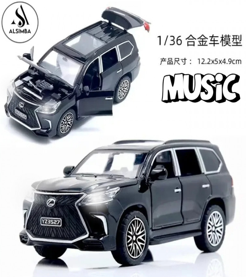 Alsimba Lexus Land Cruiser Prado Luxury Kids Die-Cast Toy Car – Alloy Model with Lights, Music, Openable Doors – 5"