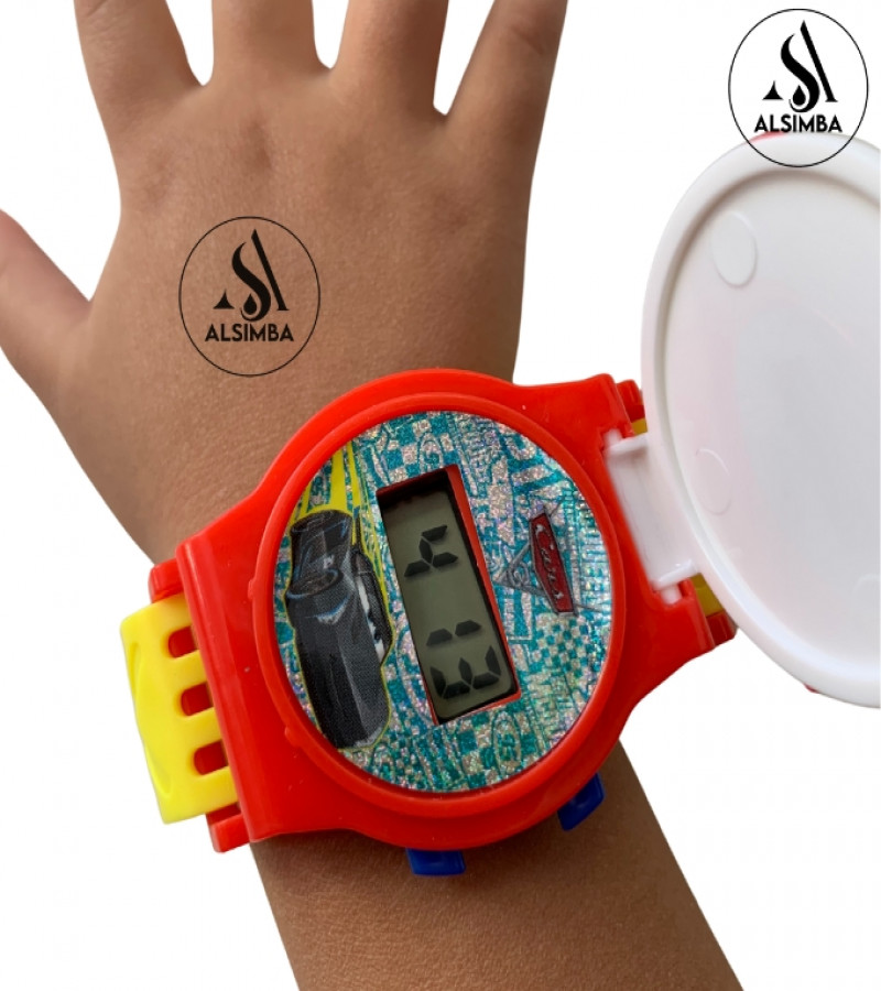 Alsimba Lightning McQueen Character Wrist Watch for Kids Boys – Stylish Cartoon LED Timepiece for Children with Adjustable Strap – Comfortable