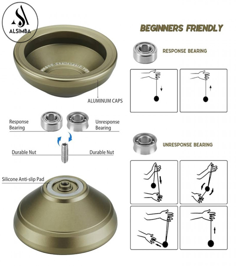 Alsimba Magical YOYO Old is Gold Toy for Kids – Printed Alloy Diecast Metal Yo-yo with String, Bearing & Gift Ring