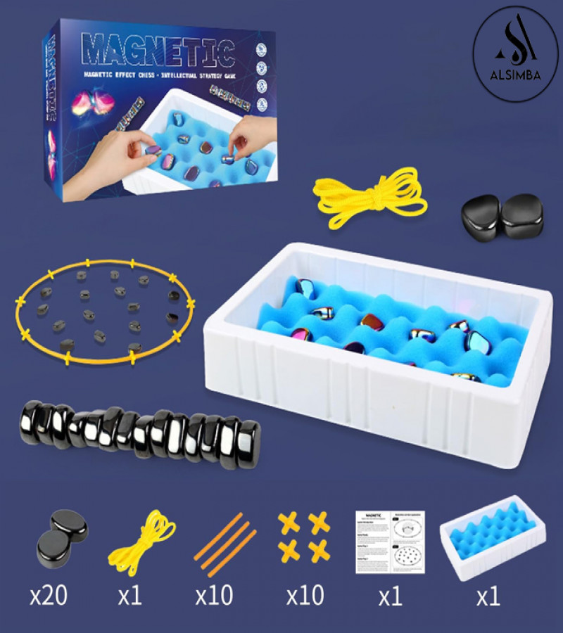 Alsimba Magnetic Chess Set - Portable Strategy Board Game with Magnetic Stones for Kids & Family Learning Fun