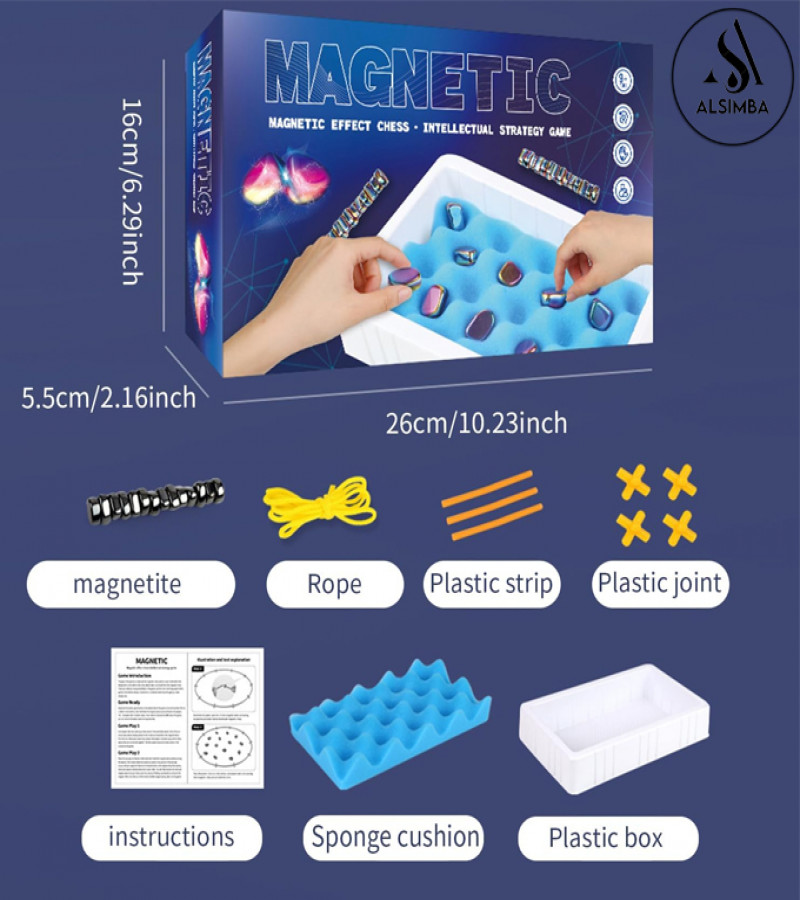 Alsimba Magnetic Chess Set - Portable Strategy Board Game with Magnetic Stones for Kids & Family Learning Fun