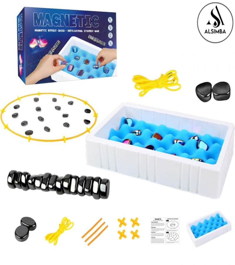 Alsimba Magnetic Chess Set - Portable Strategy Board Game with Magnetic Stones for Kids & Family Learning Fun