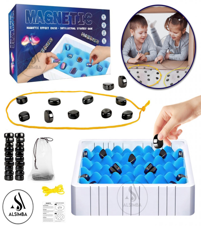 Alsimba Magnetic Chess Set - Portable Strategy Board Game with Magnetic Stones for Kids & Family Learning Fun