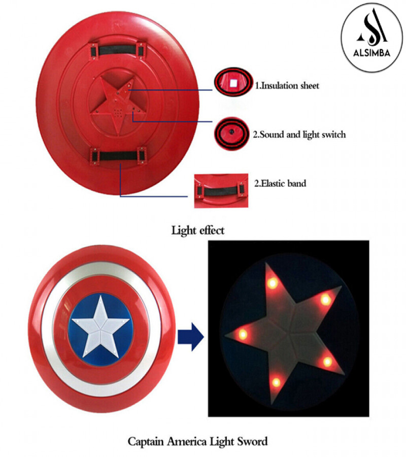 Alsimba Marvel Avengers Endgame Captain America Shield Toy with Light & Sound for Kids Roleplay Cosplay - 12 Inch
