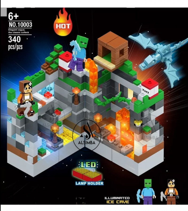 Alsimba Minecraft Building Blocks Set for Kids with LED Lights – 340 Pcs – STEM Toy No.10003 – Ages 6+